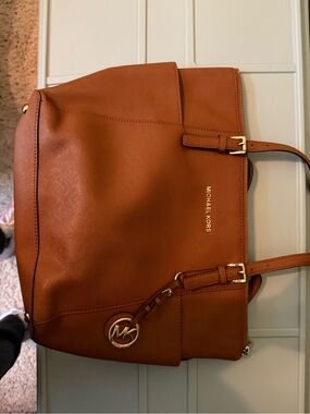 Michael Kors Cognac Saffiano Leather Tote with Gold Hardware